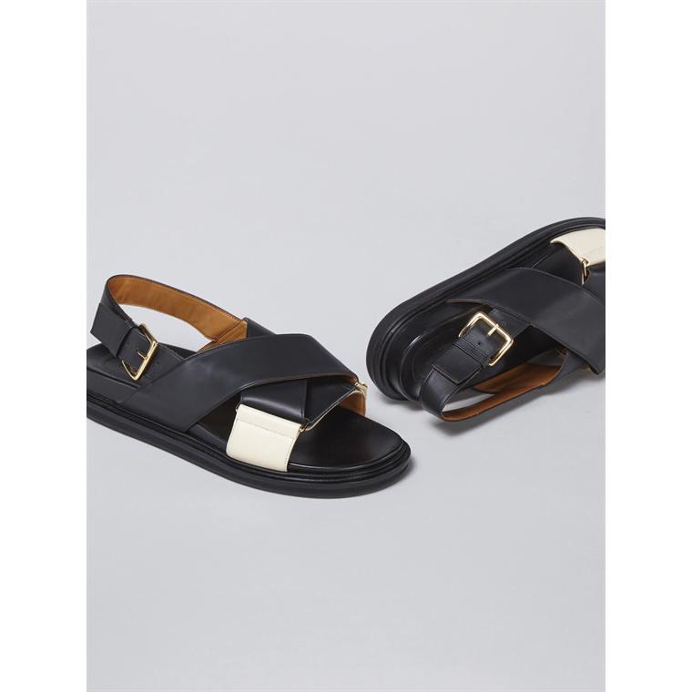 MARNI Fusbett Sandaler, Black/Silkwhite